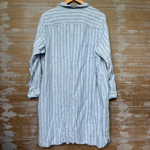 J. Jill Pure Jill Linen Tunic Dress Coastal Preppy Laggen Look Stripe Womens XLP - Picture 3 of 4